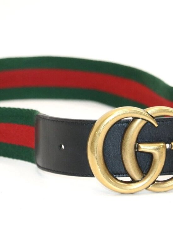 Gucci GG Marmont Web Belt Canvas Leather Size 70X30 - Green/Red/Black/Gold main image 11
